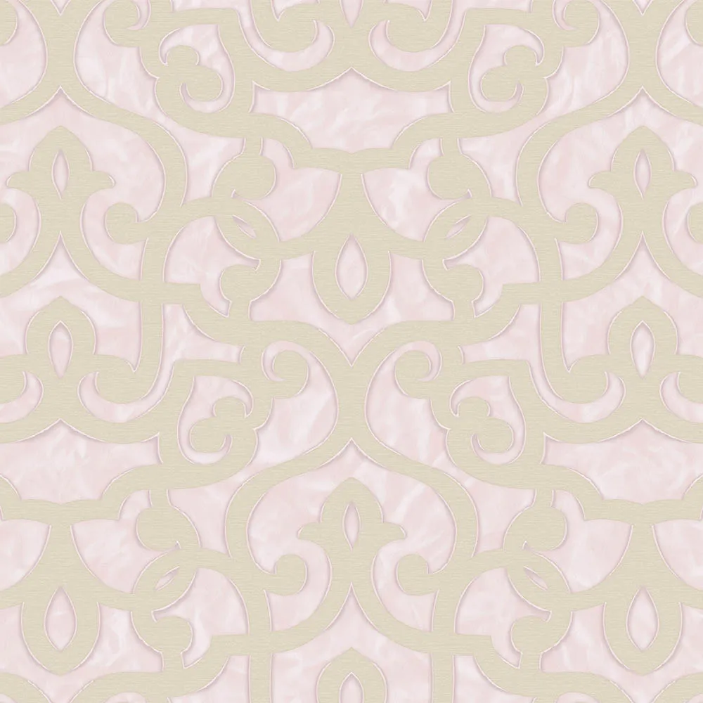 Pink Embossed Wallpaper – Shiny Damask (7810-3)